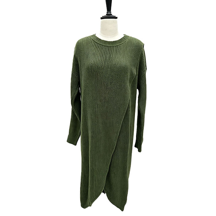 Asymmetrical cross knit dress