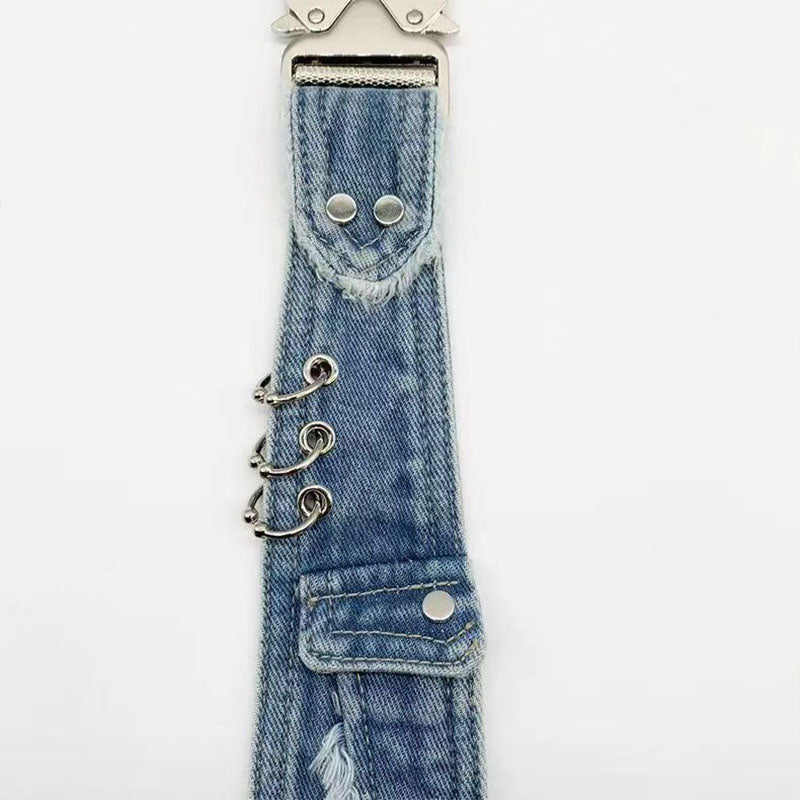 Retro-punk denim tie accessory