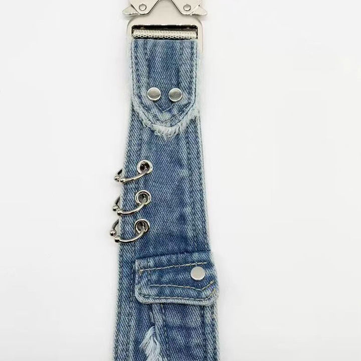 Retro-punk denim tie accessory