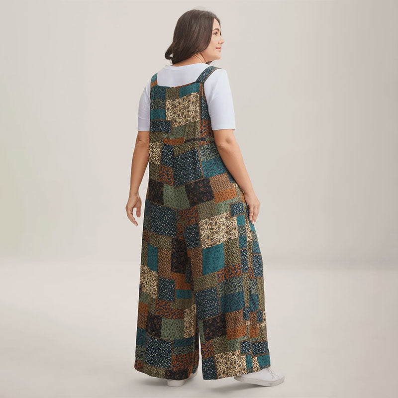 Vintage-style patchwork overalls