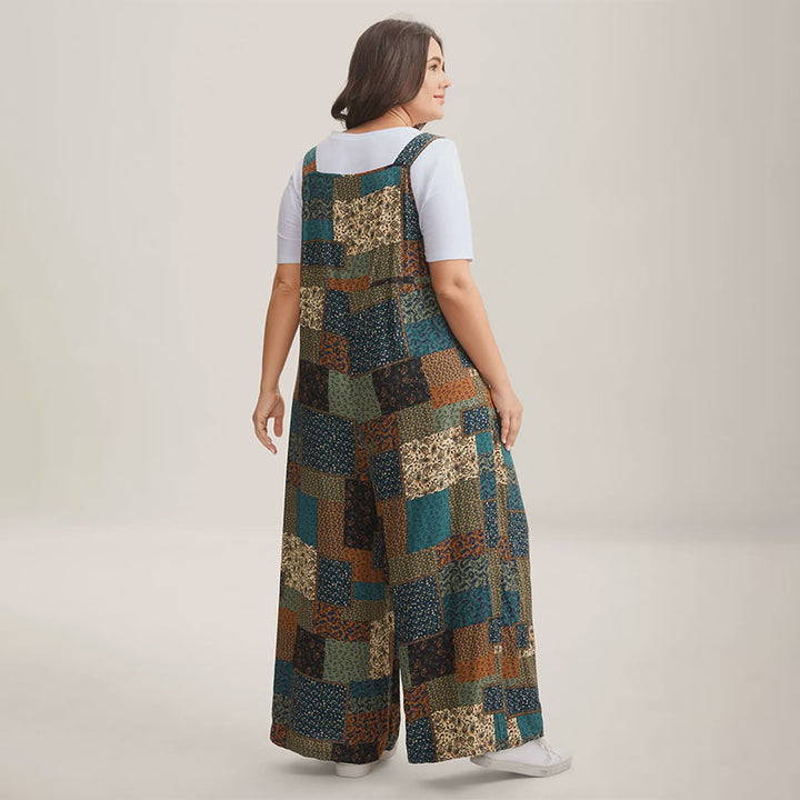 Vintage-style patchwork overalls