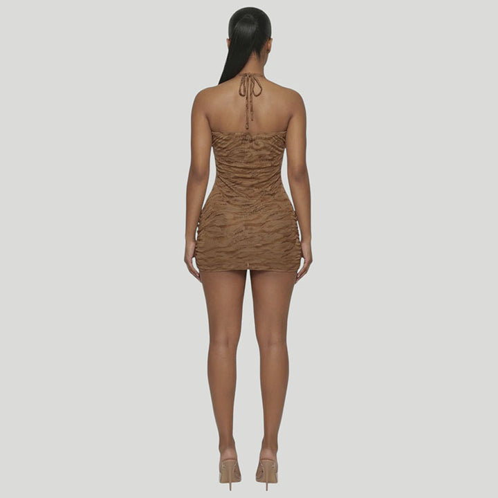 Vintage-style pleated slim-fit dress