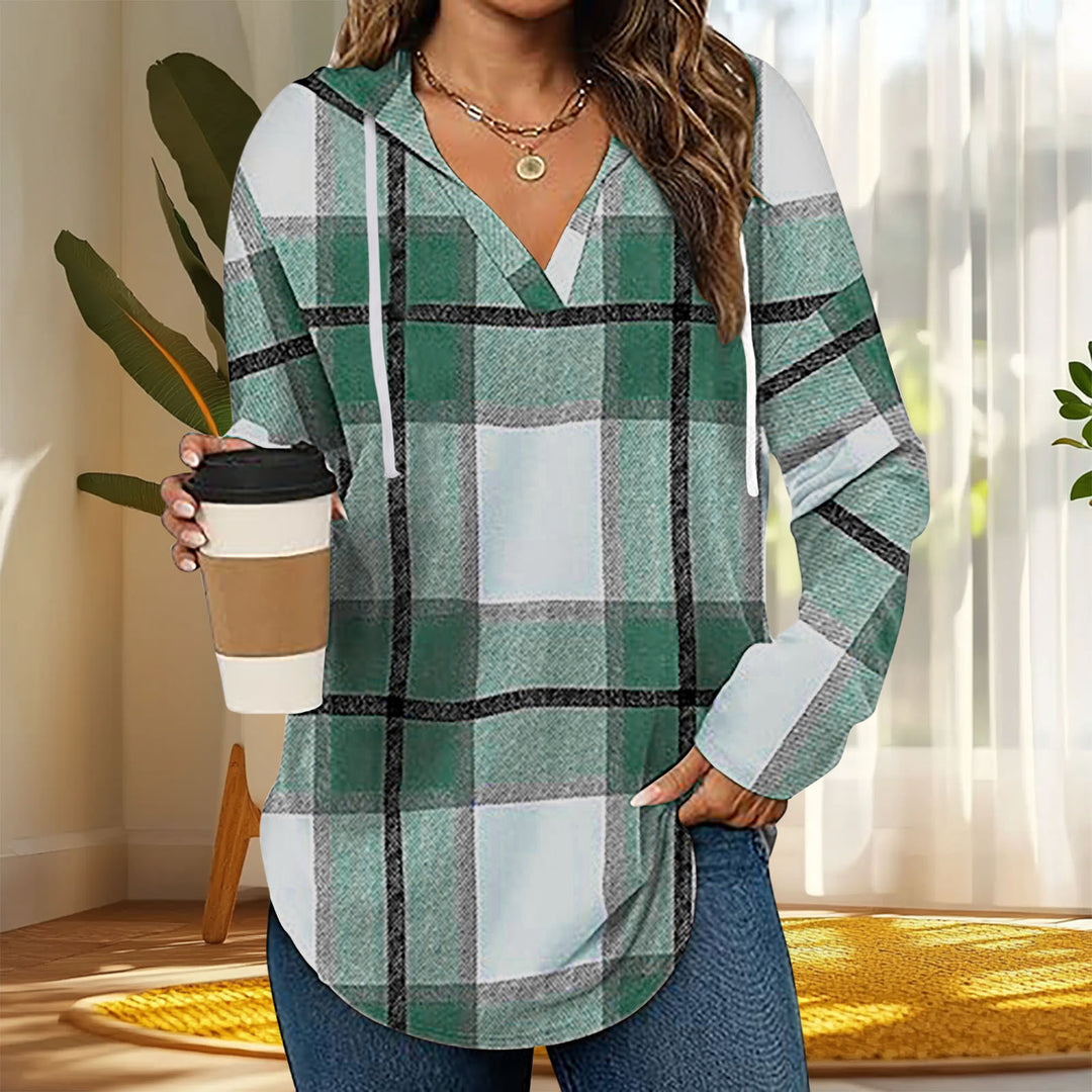 Casual Plaid Long-Sleeve Hoodie