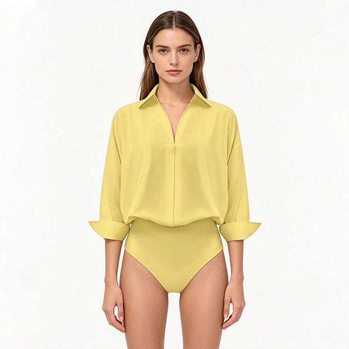 Relaxed-fit collared shirt jumpsuit