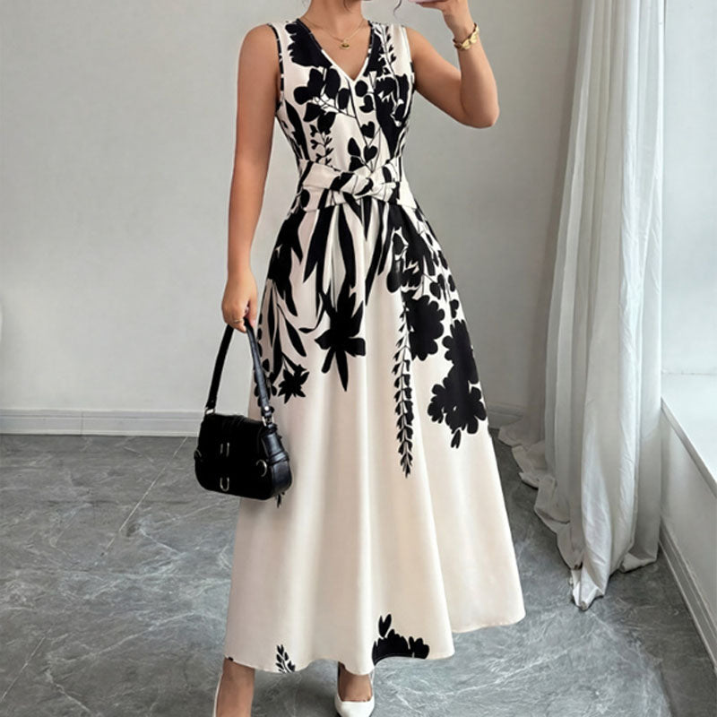 V-neck sleeveless floral dress