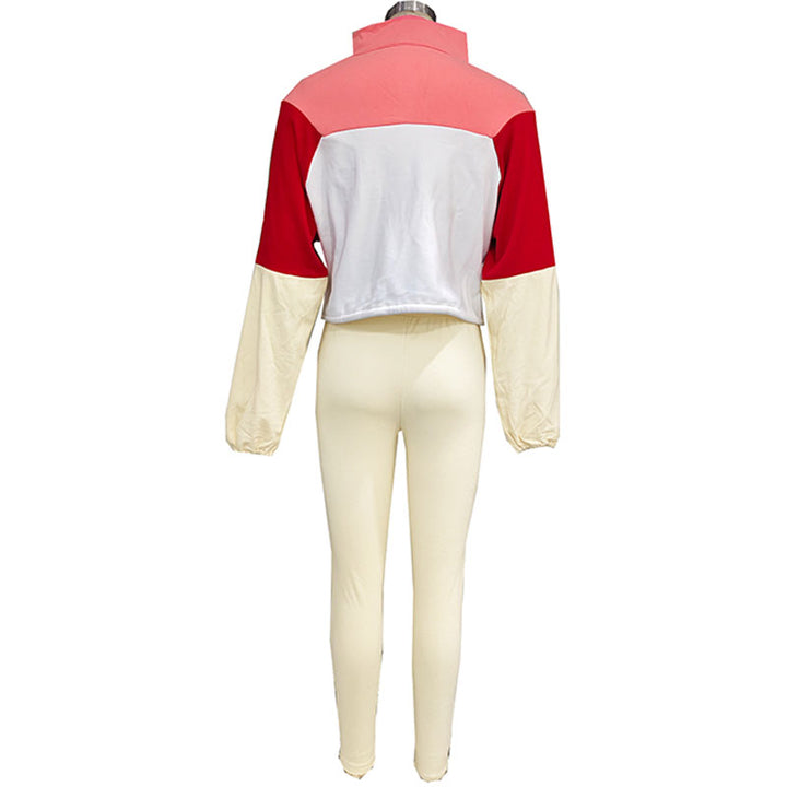 Color-block half-zip sweatshirt and leggings activewear set