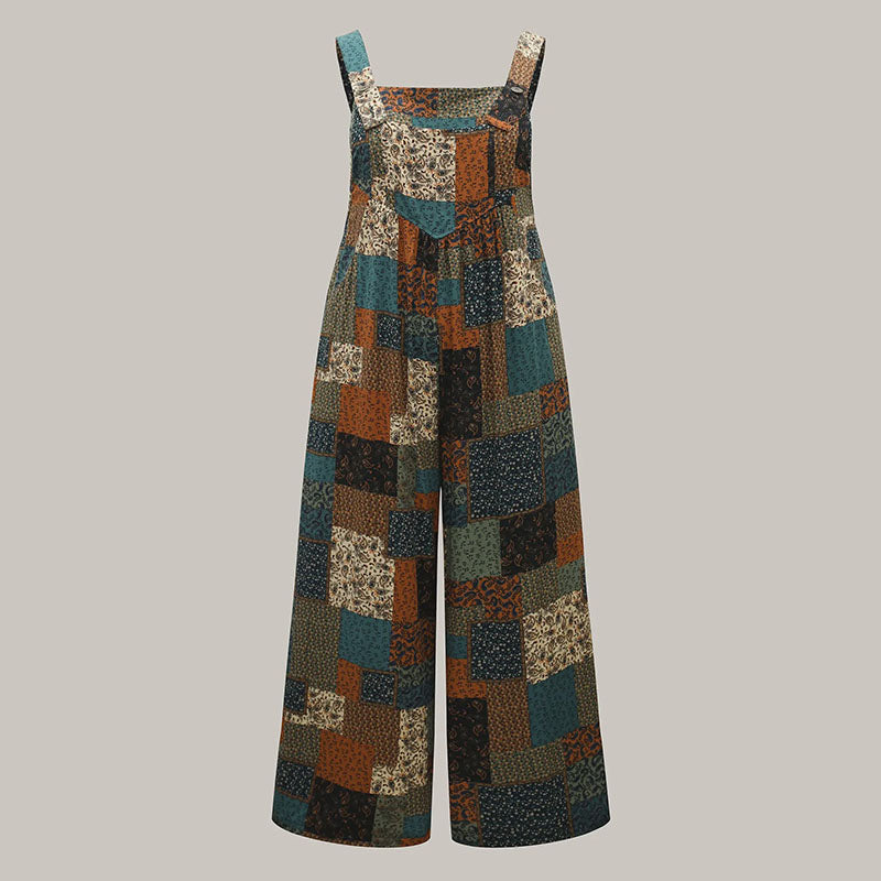 Vintage-style patchwork overalls