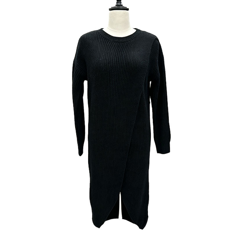 Asymmetrical cross knit dress