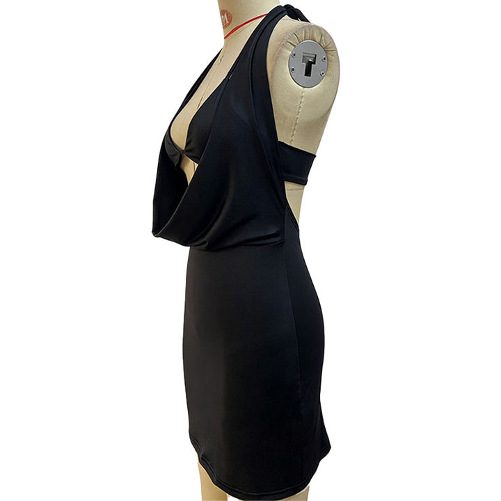 Draped V-neck cut-out fitted dress