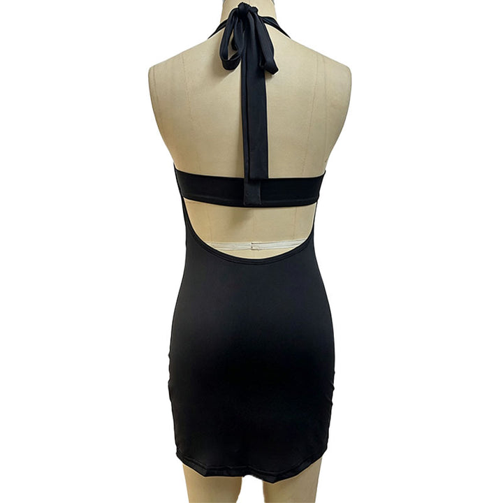 Draped V-neck cut-out fitted dress