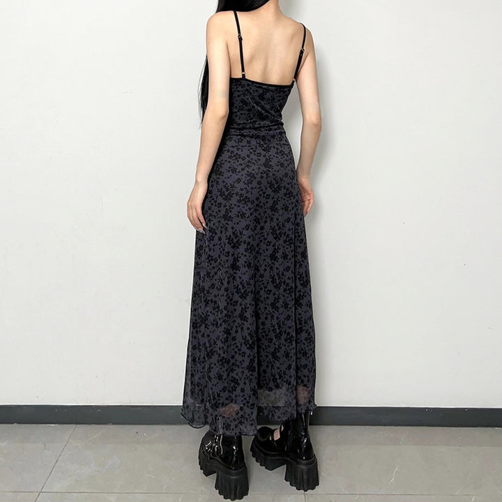Vintage floral lace-trimmed slip dress