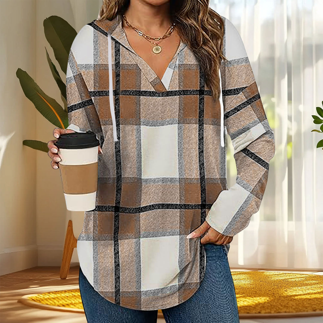 Casual Plaid Long-Sleeve Hoodie