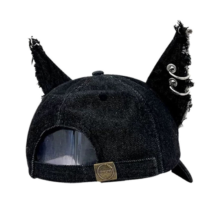 Ripped denim animal ear street style hat