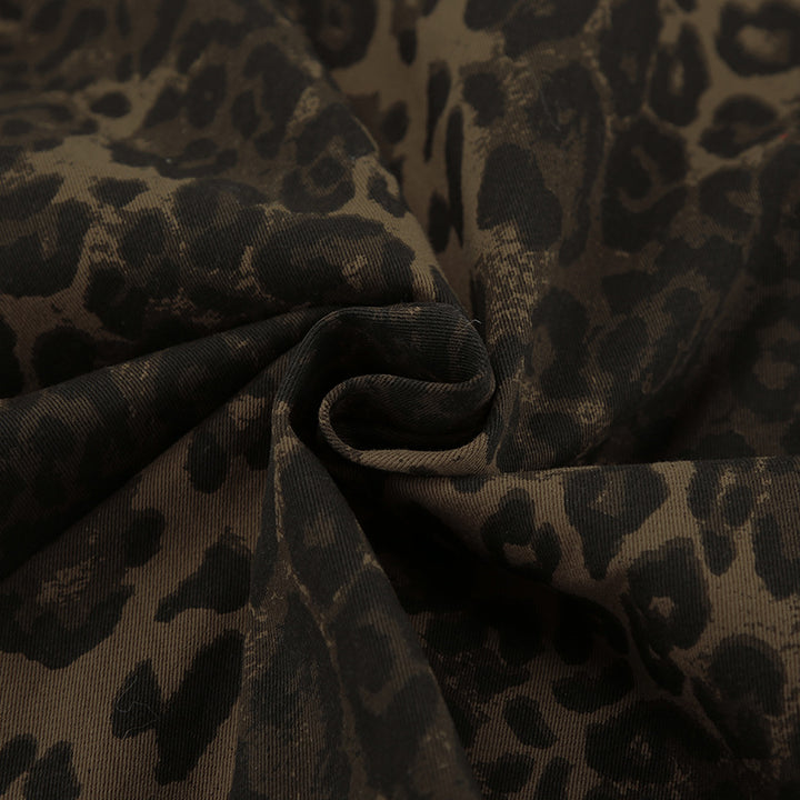 Retro leopard print lapel coat