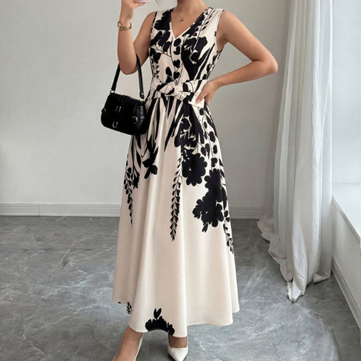 V-neck sleeveless floral dress