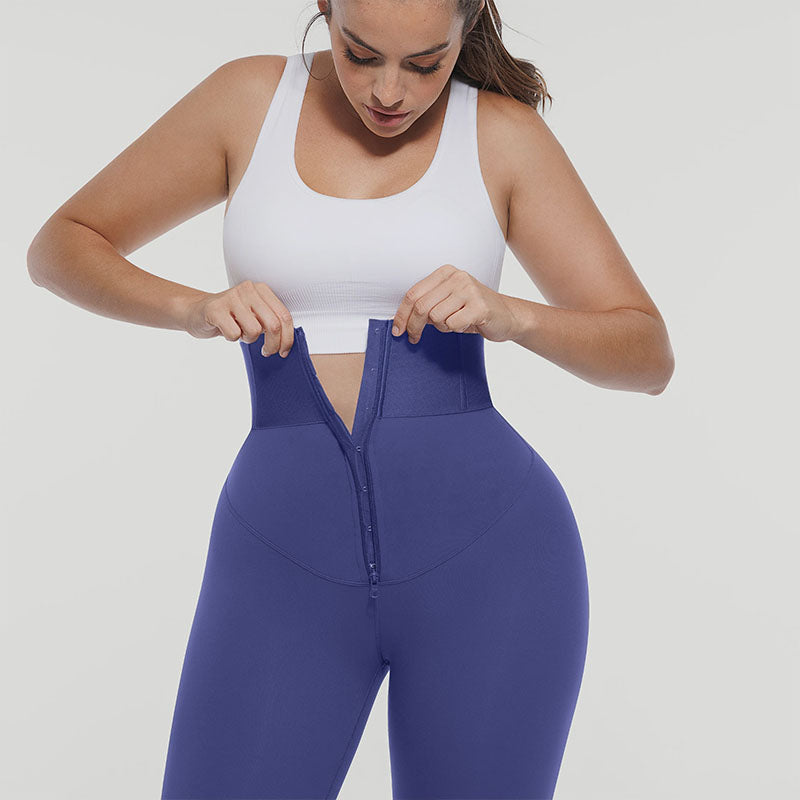 Zipper-waist shaping leggings
