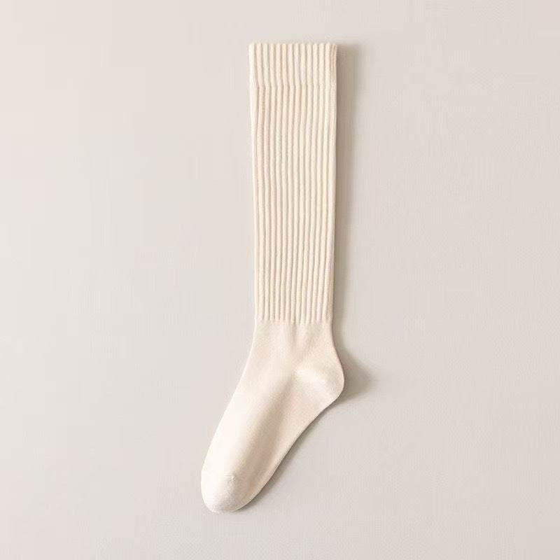Preppy JK style ribbed loose over-the-knee socks