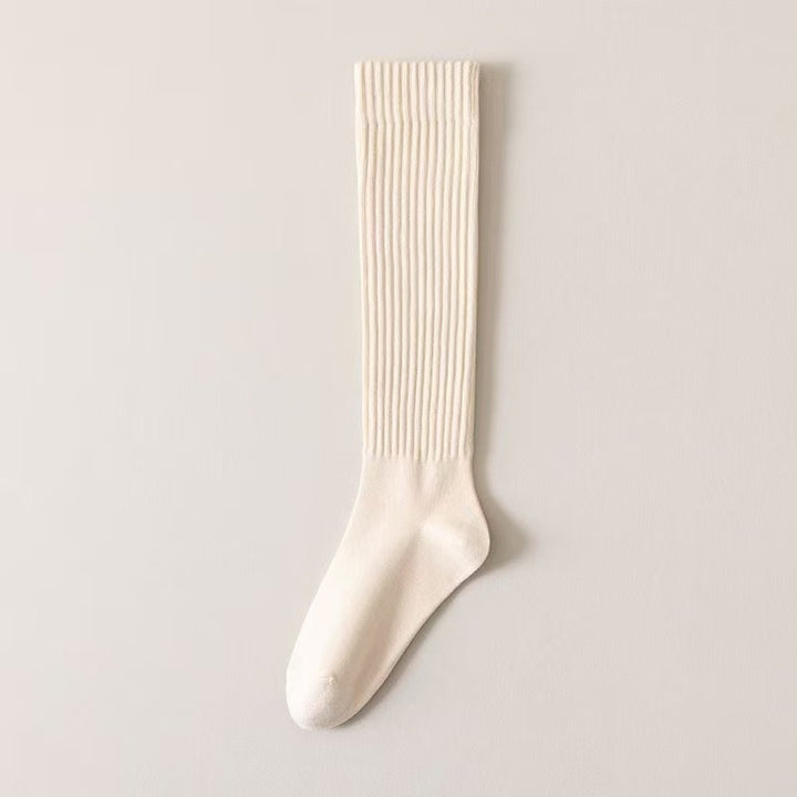 Preppy JK style ribbed loose over-the-knee socks