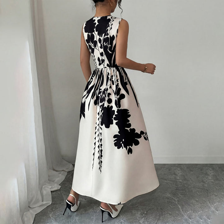 V-neck sleeveless floral dress