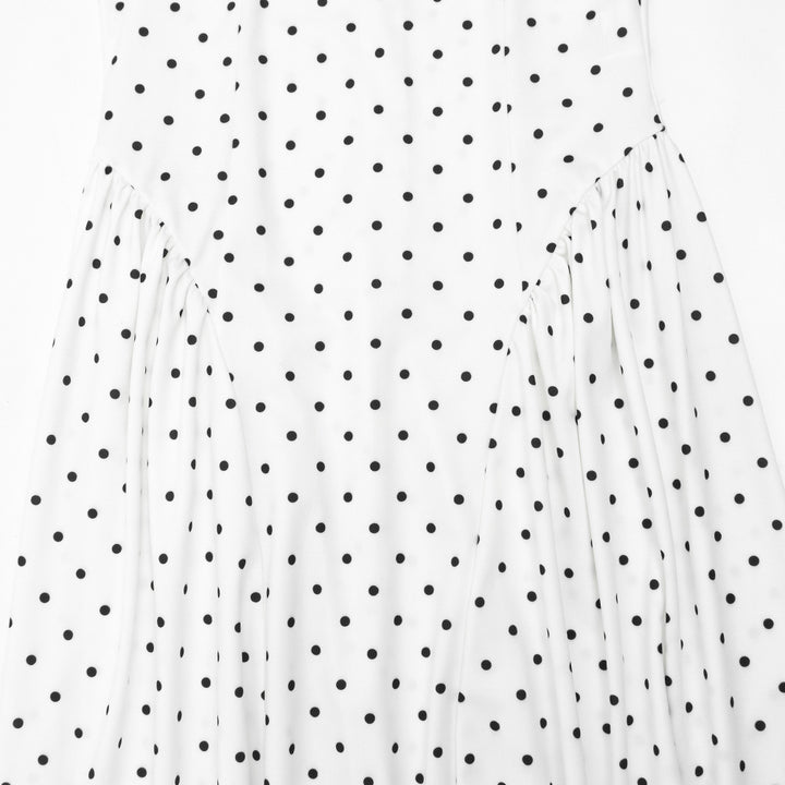 Elegant Polka-Dot Print Round-Neck Maxi Dress