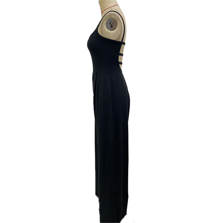 Spaghetti-strap open-back wide-leg jumpsuit
