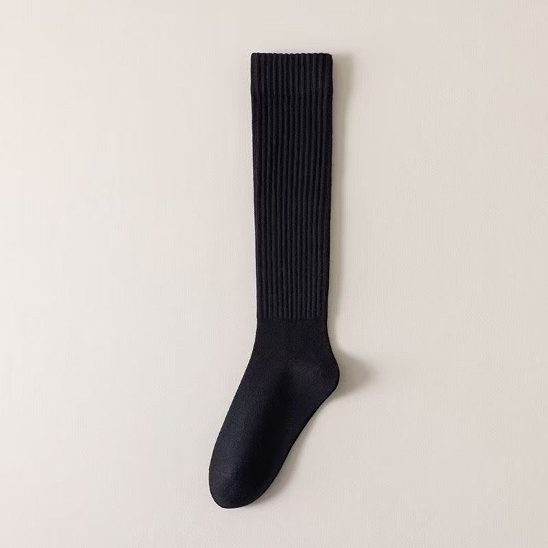 Preppy JK style ribbed loose over-the-knee socks