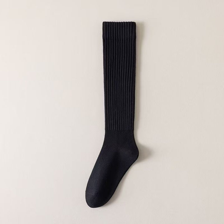 Preppy JK style ribbed loose over-the-knee socks