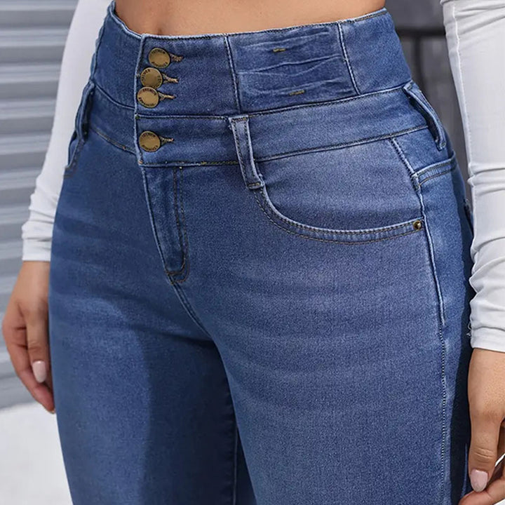 High-waisted fleece-lined skinny jeans