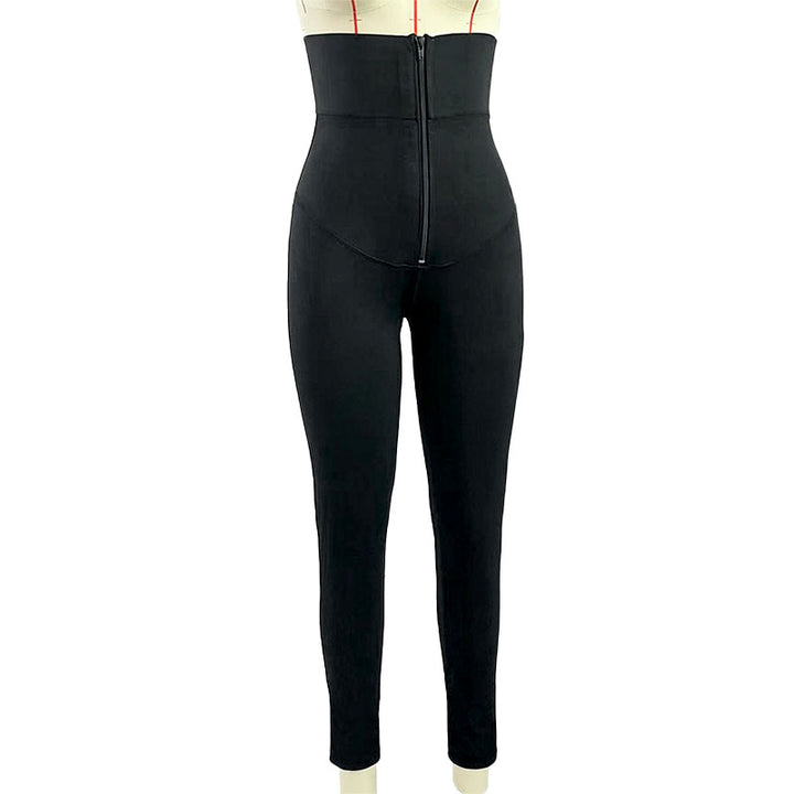 Zipper-waist shaping leggings