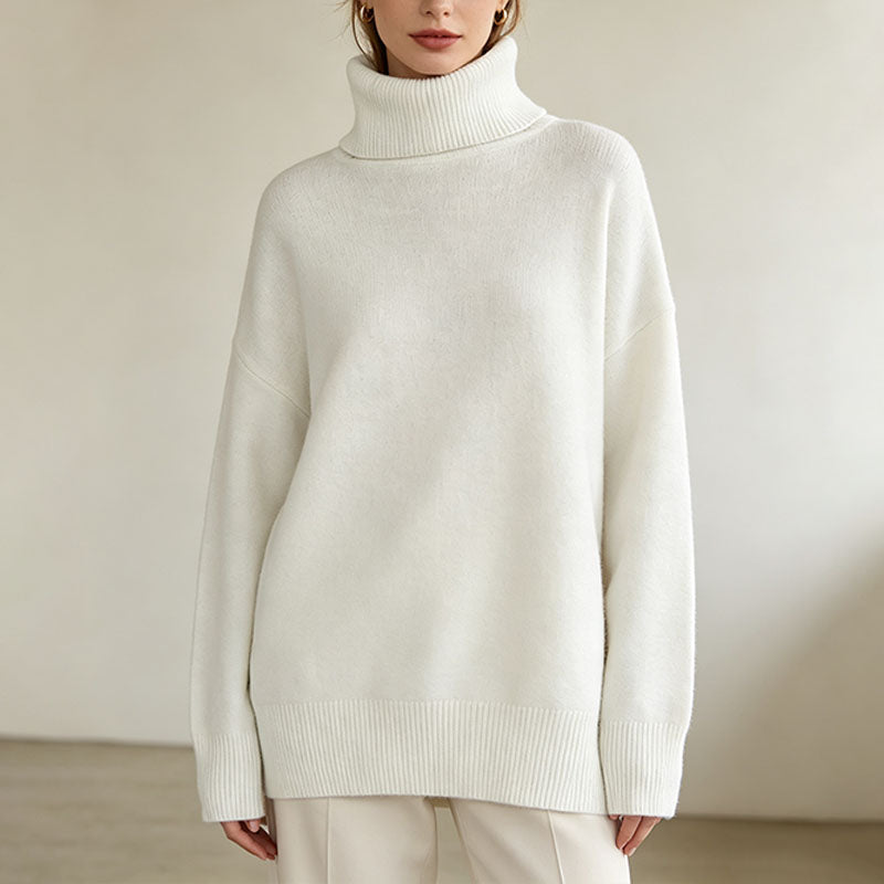 Fleece-lined high-neck knit top