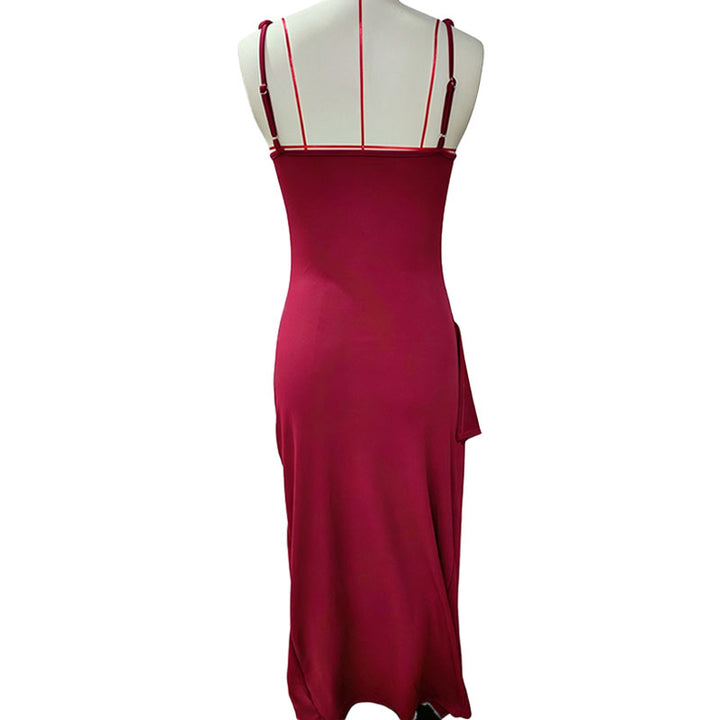 Square neckline pleated side slit mermaid long dress