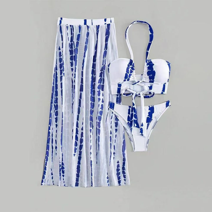 Printed 3-Piece Cutout Swimsuit Set