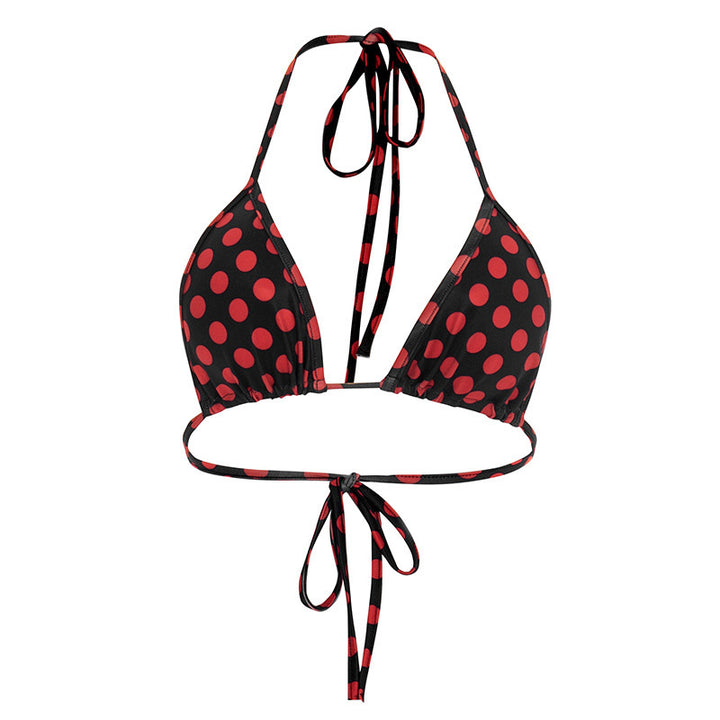 Retro polka dot top paired with cropped pants set