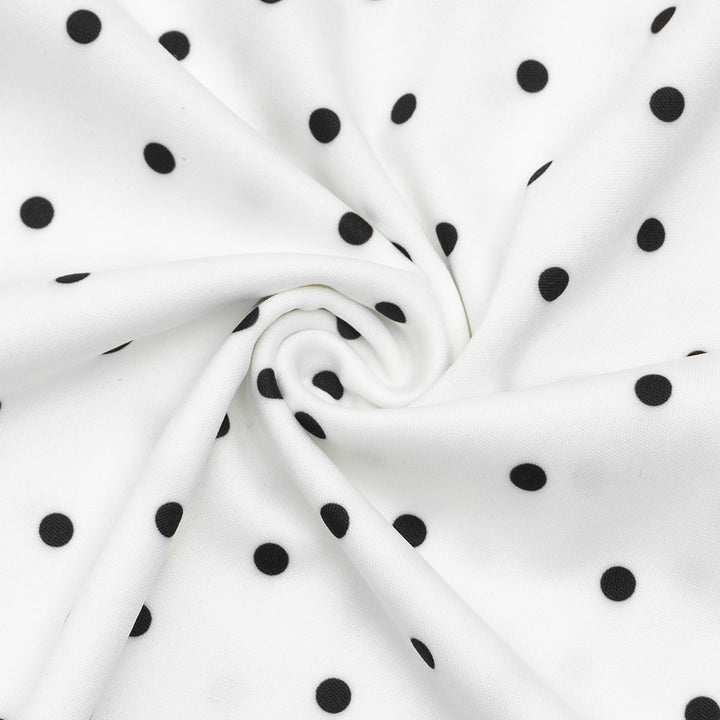 Elegant Polka-Dot Print Round-Neck Maxi Dress
