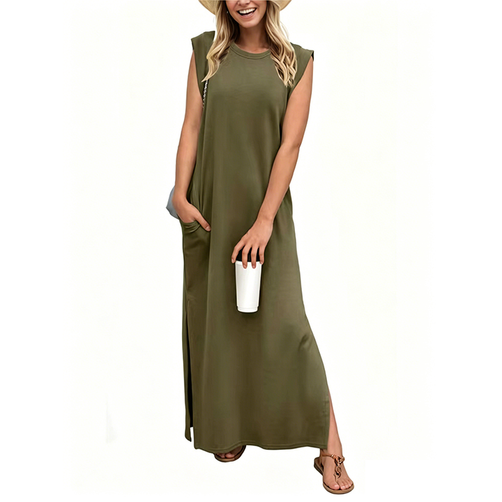 Casual Crew  Neck Sleeveless Maxi Dress