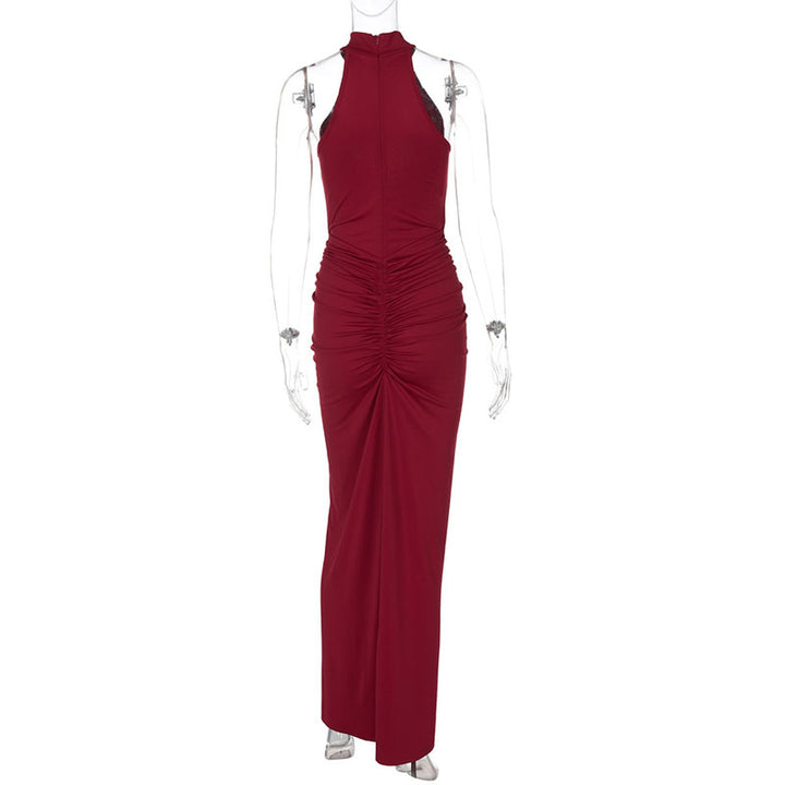 Sleeveless Pleated Dress with Slit