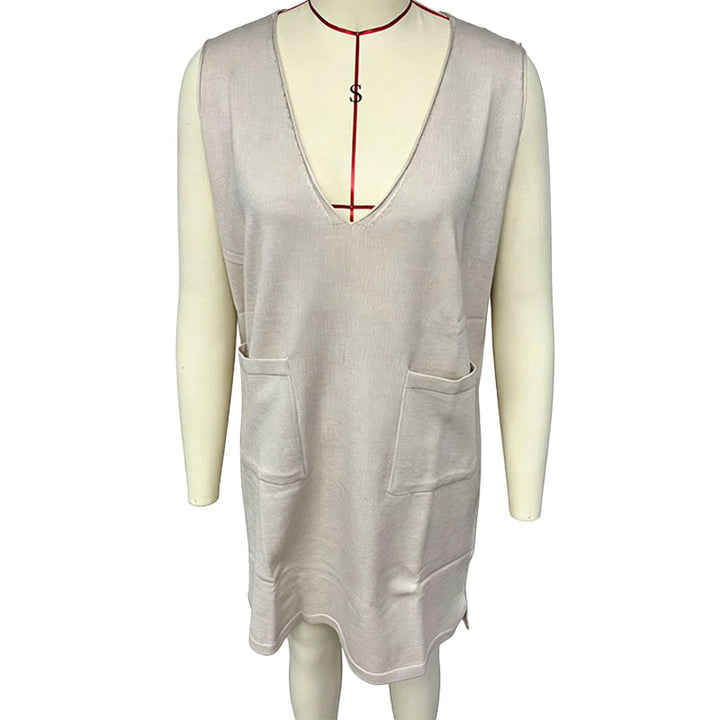 Loose V-neck pinafore dress