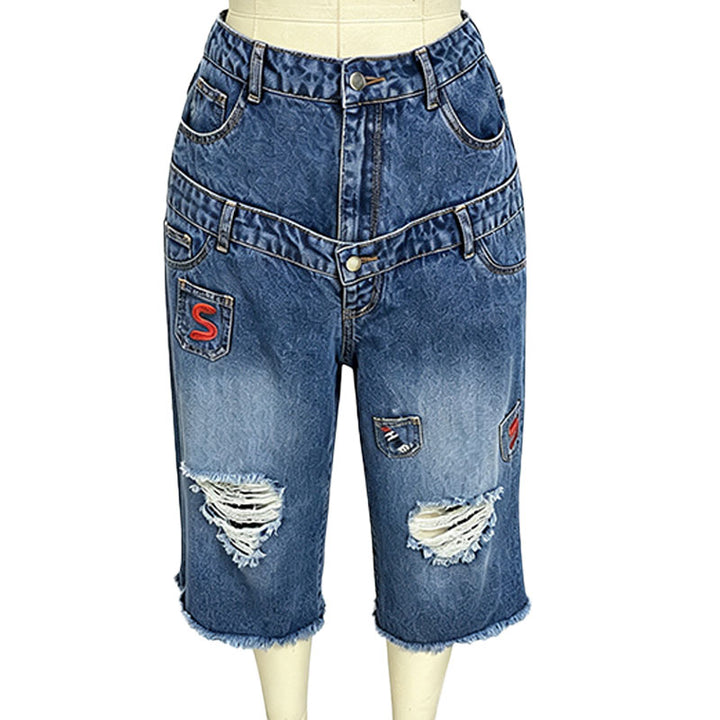 Distressed raw-hem wide-leg cropped jeans