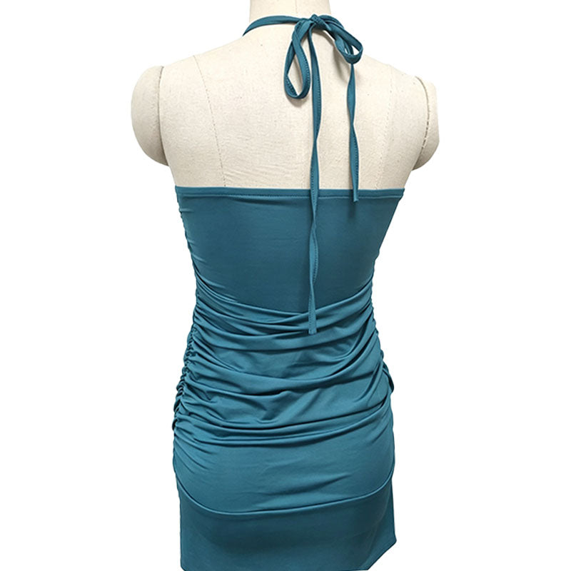 draped sleeveless fitted mini skirt