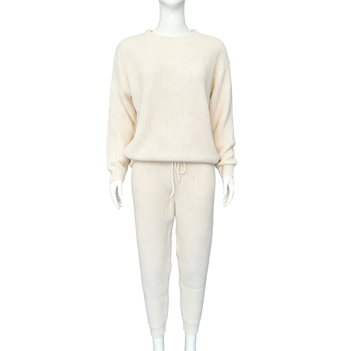 Casual Ribbed Knit Two Piece Loungewear