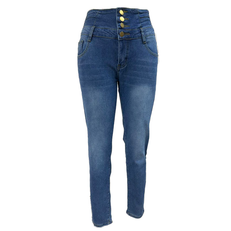 High-waisted fleece-lined skinny jeans