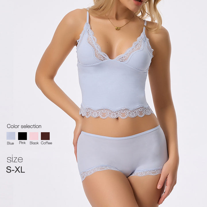 Lace Trim Cami and Shorts Lingerie Set