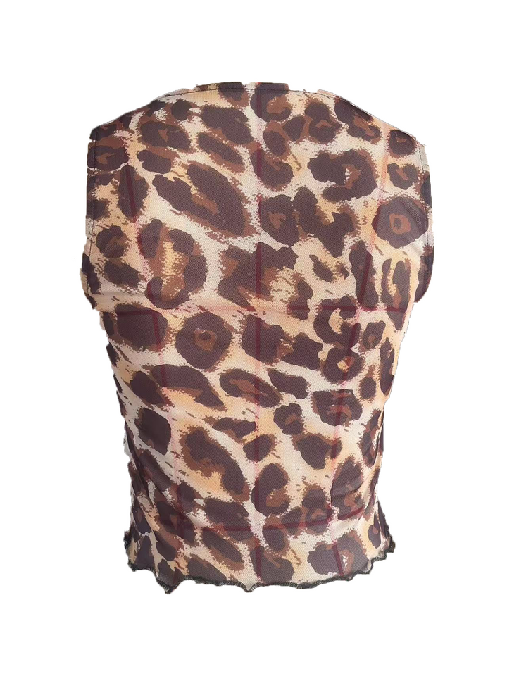 Lace Trim Leopard Print Cami Crop Top