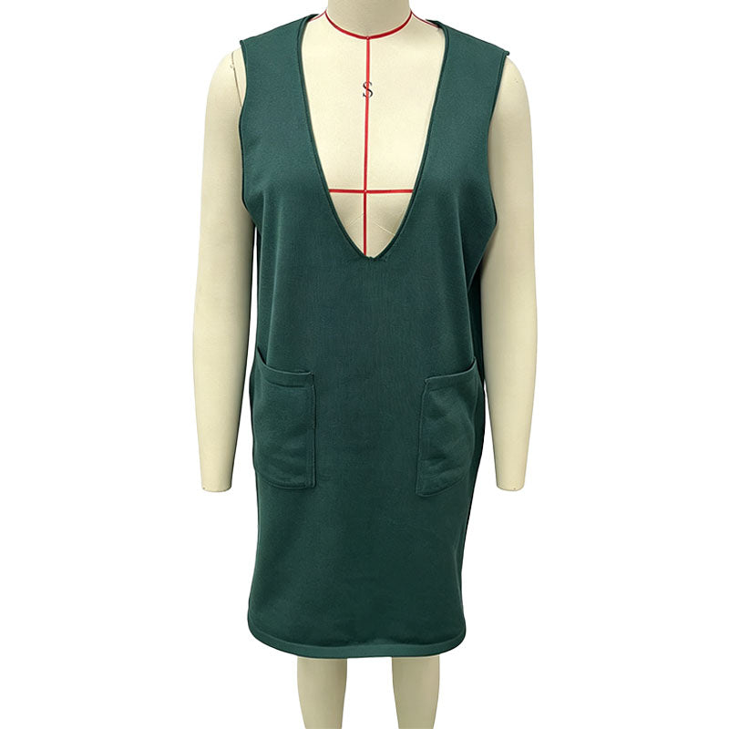 Loose V-neck pinafore dress