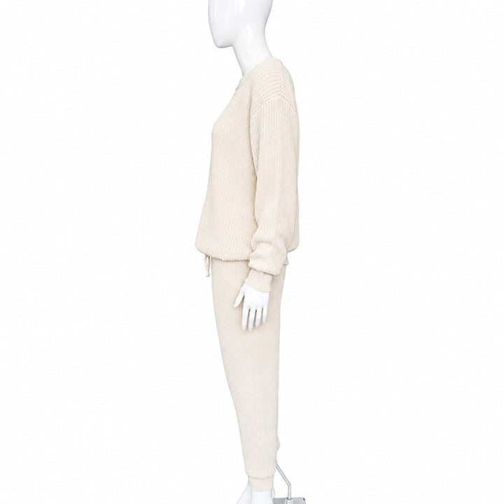 Casual Ribbed Knit Two Piece Loungewear