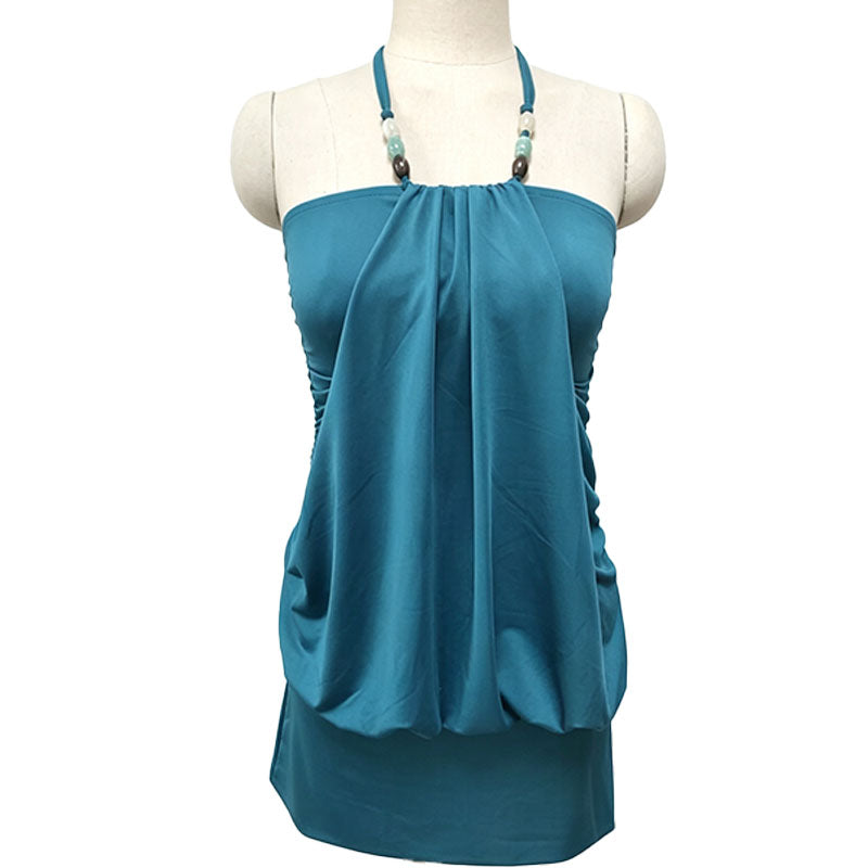 draped sleeveless fitted mini skirt