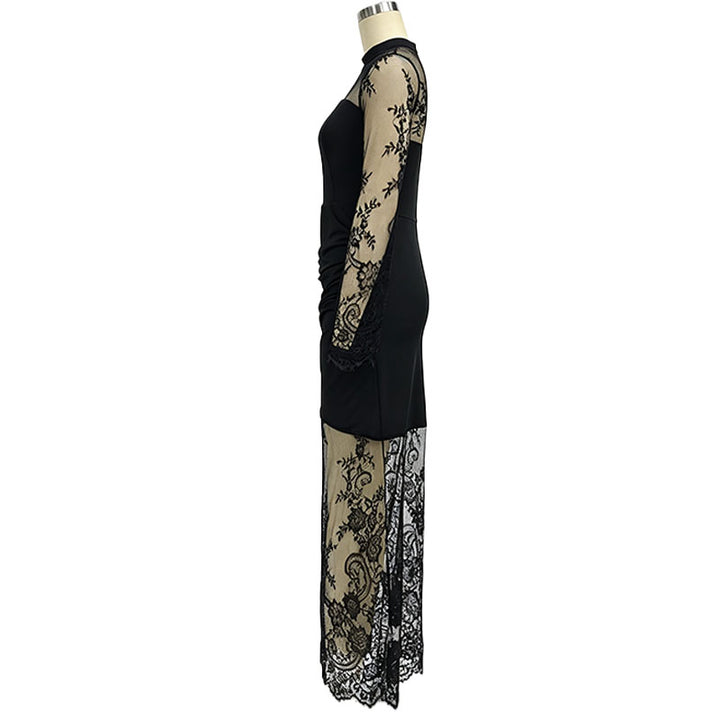 Floral Mesh and Lace Panel Dress