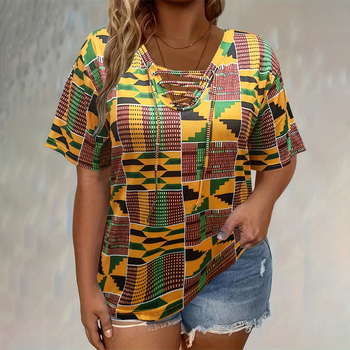 Loose Tie-Dye Top with Tie