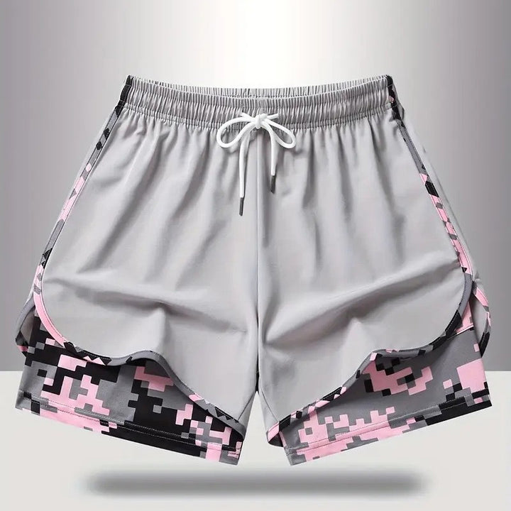 Double-layered camouflage lining running shorts