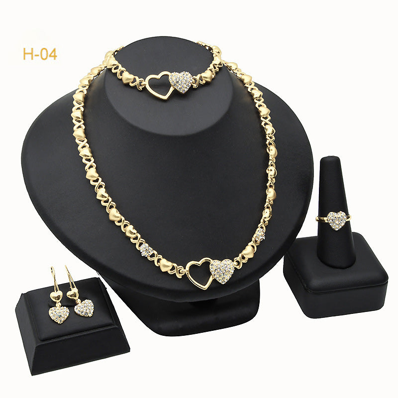Romantic Heart Rhinestone Jewelry Set